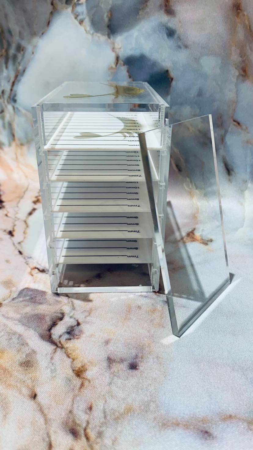 Boîtier rangement plaquettes de cils 5 niveaux