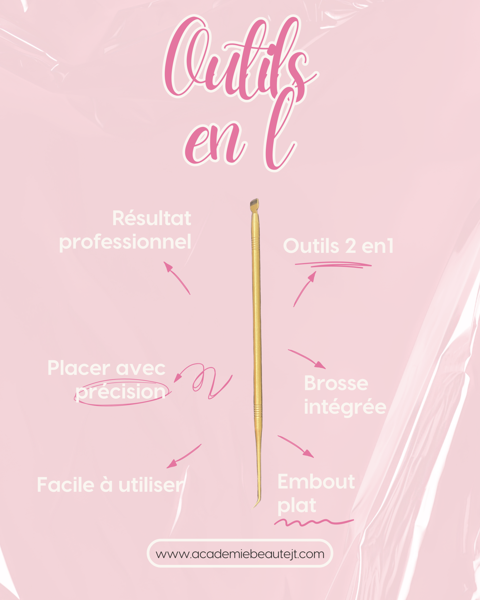 Outil en L 2-en-1 rehaussement de cils Beauté JT