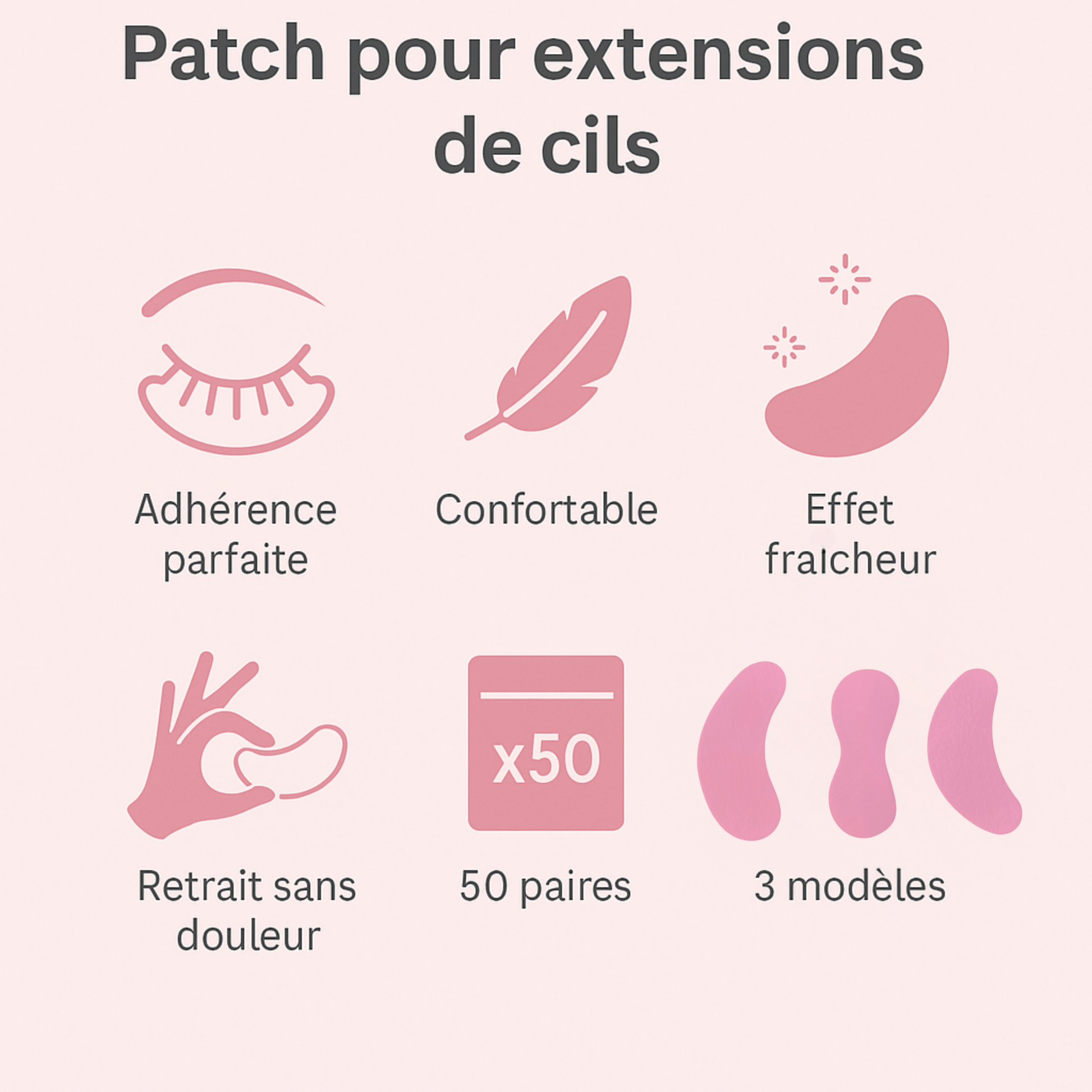 Patchs extensions de cils régulier morphologique moon